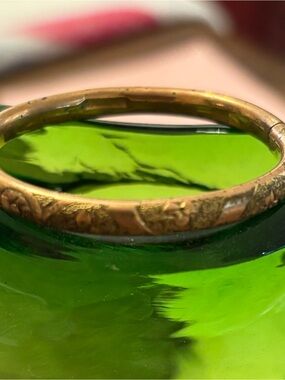 Vintage Marathon Gold-Plate Floral Baby Bangle Bracelet